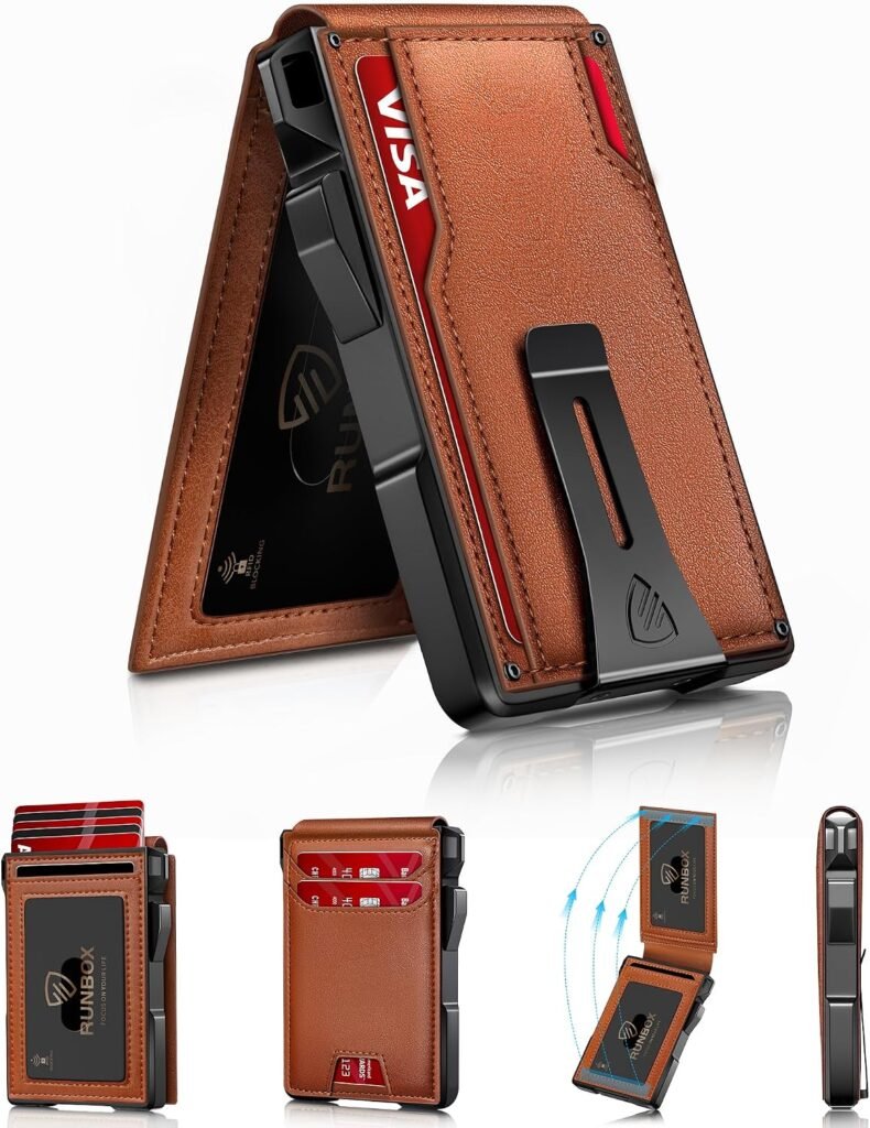 RUNBOX 14 Cards wallet — Waxed Reddish Brown