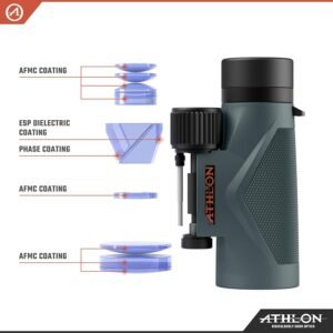 Athlon Optics Midas UHD 8x42 Binoculars, ED Glass, Gray, Waterproof - Image 2