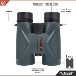 Athlon Optics Midas UHD 8x42 Binoculars, ED Glass, Gray, Waterproof - Image 7