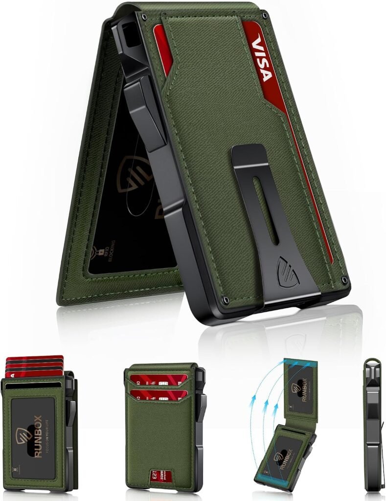 RUNBOX 14 Cards wallet — Textured Denim Green