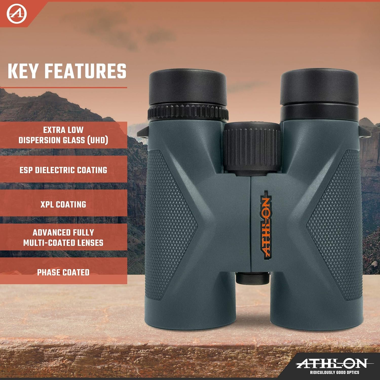 Athlon Optics Midas UHD 8x42 Binoculars, ED Glass, Gray, Waterproof - Image 6