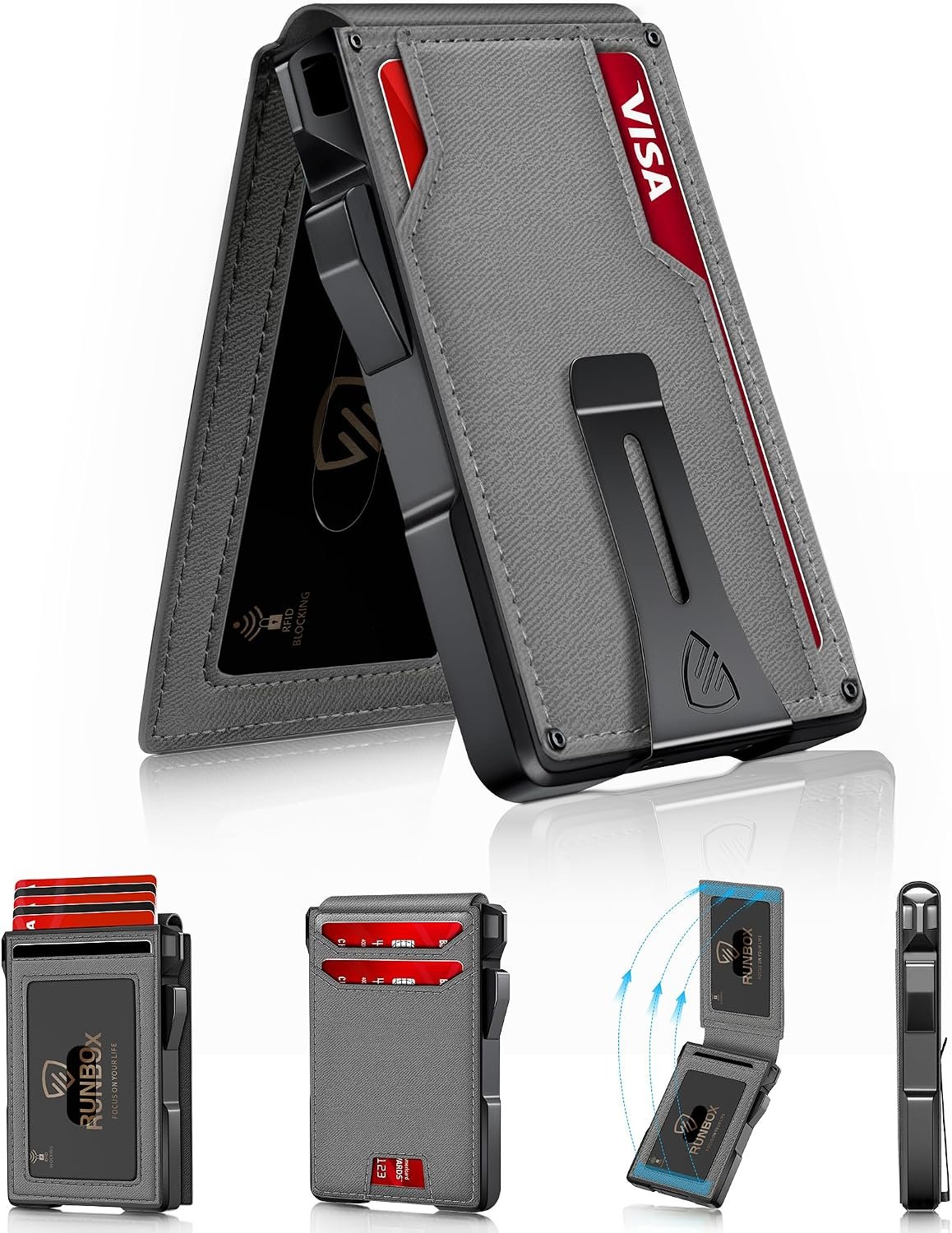 RUNBOX 14 Cards wallet — Textured Denim Gray