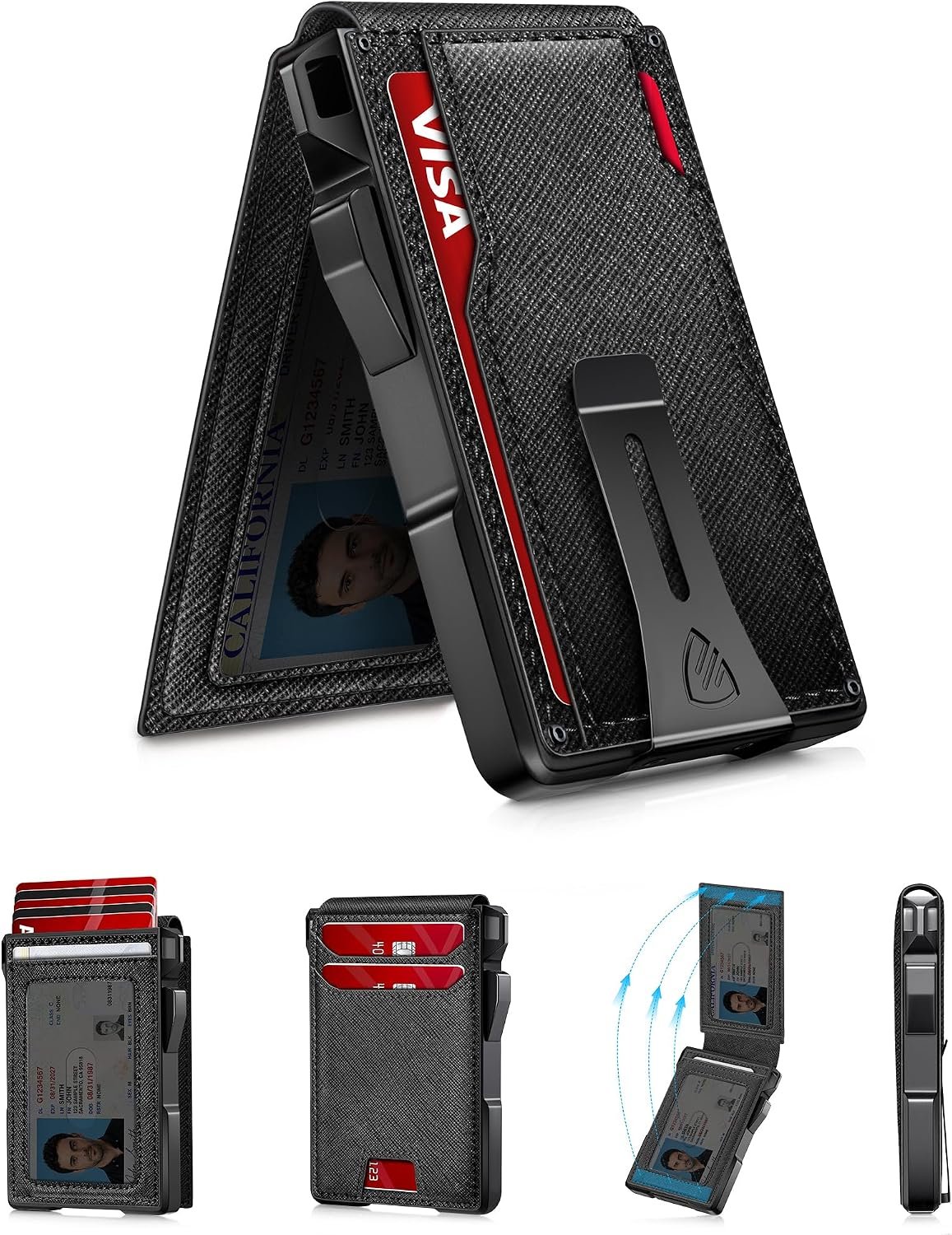 RUNBOX 14 Cards wallet — Textured Crosshatch Black